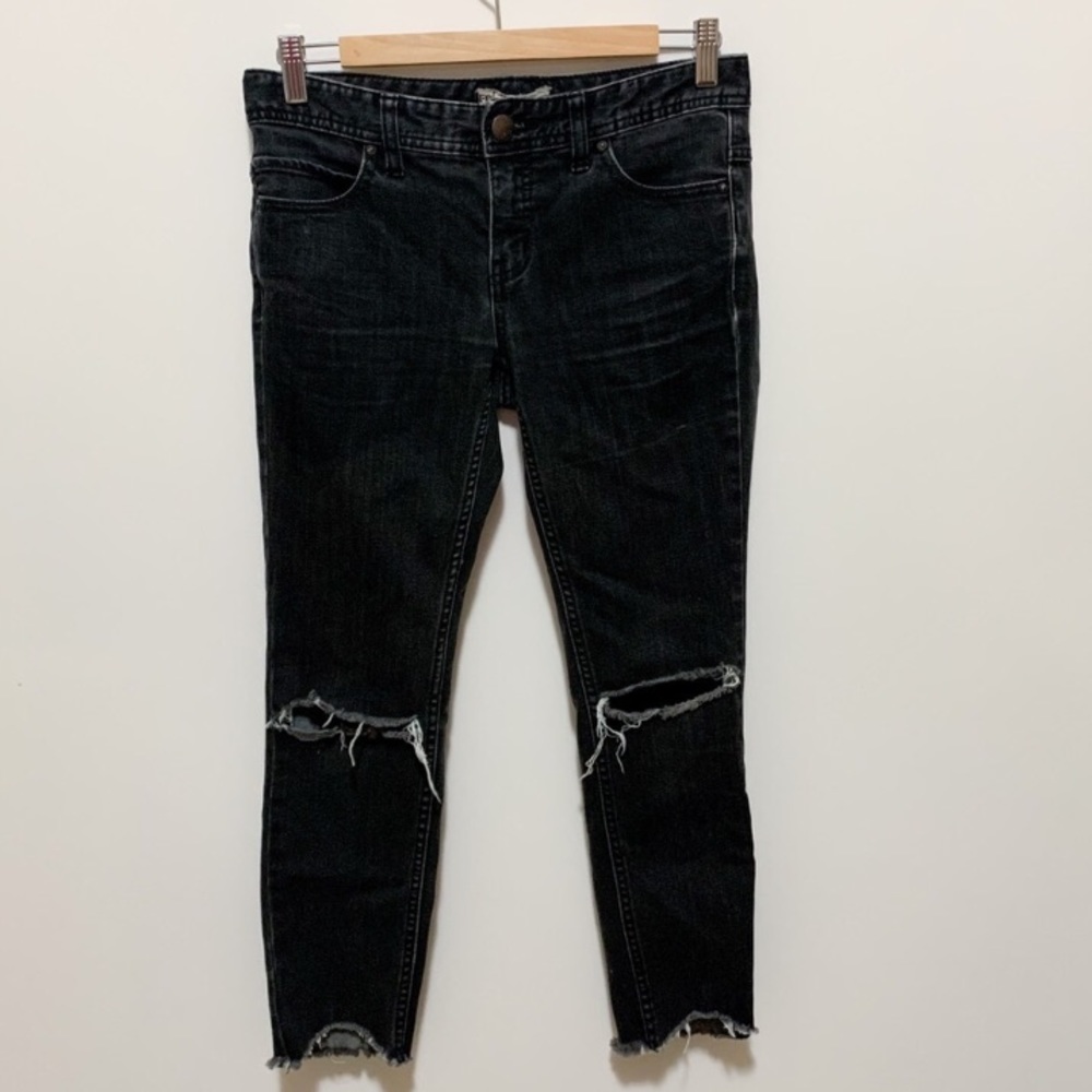 Free People shark bite black skinny jeans